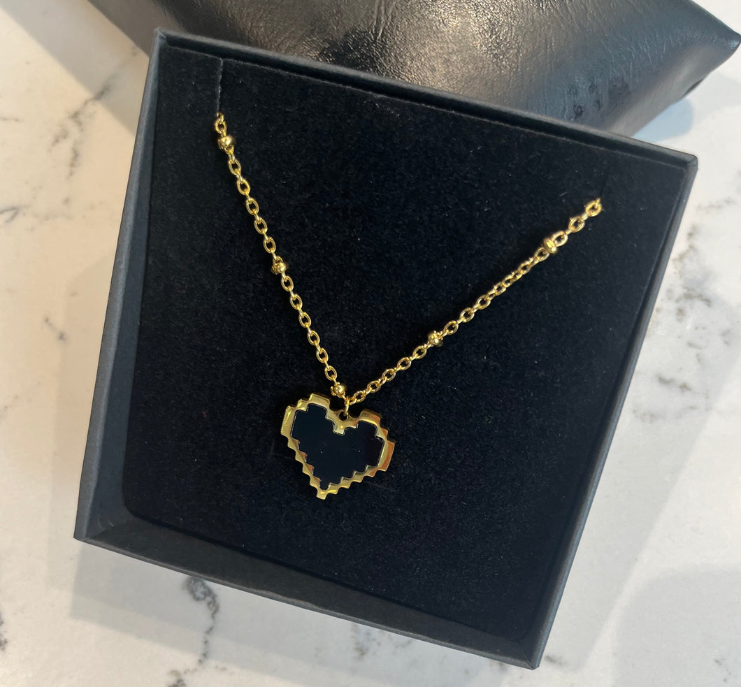 Pixel Heart Necklace - Gold/Silver